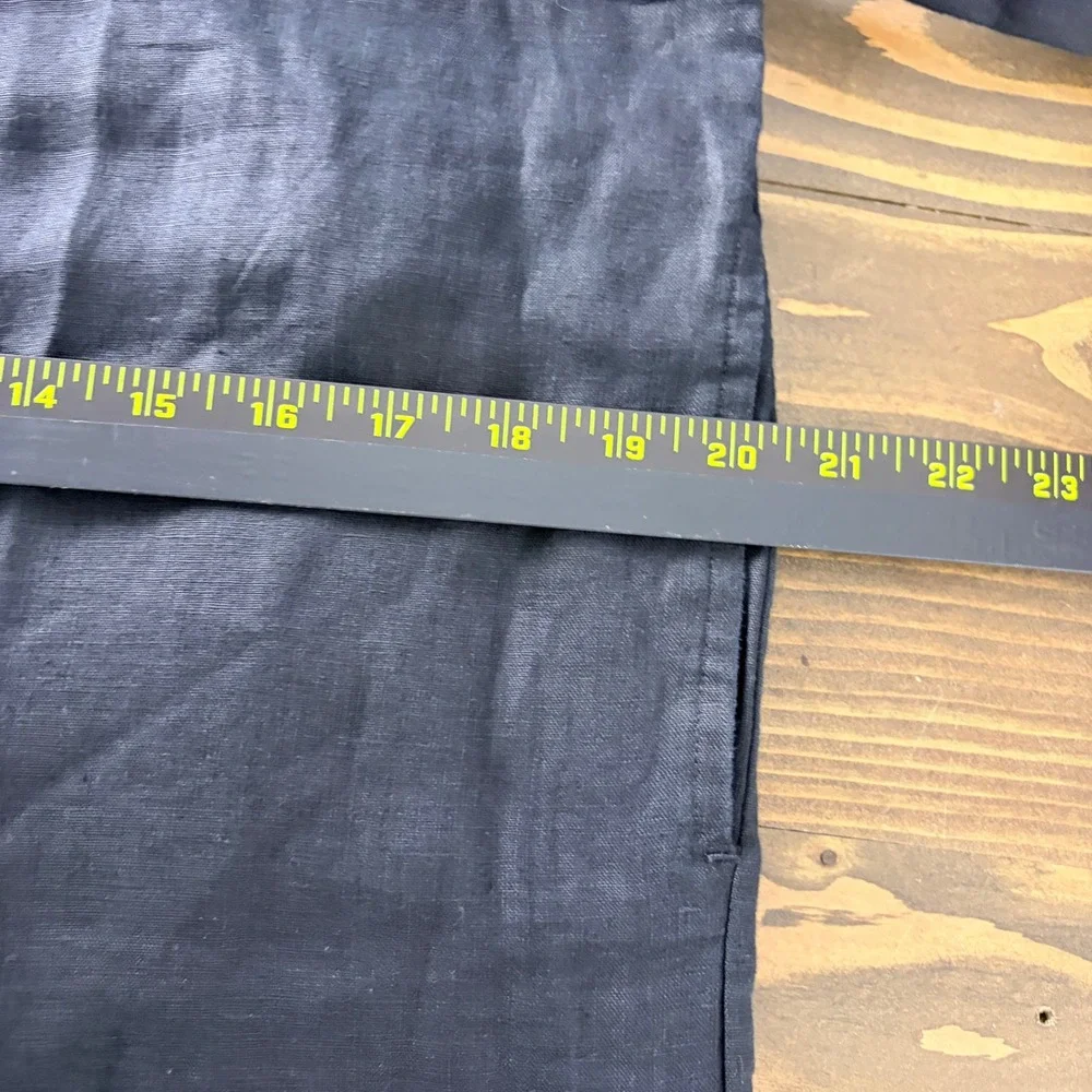 Quince Linen Jumpsuit Womens S Black Wide Leg Square Neck Sleeveless Belted